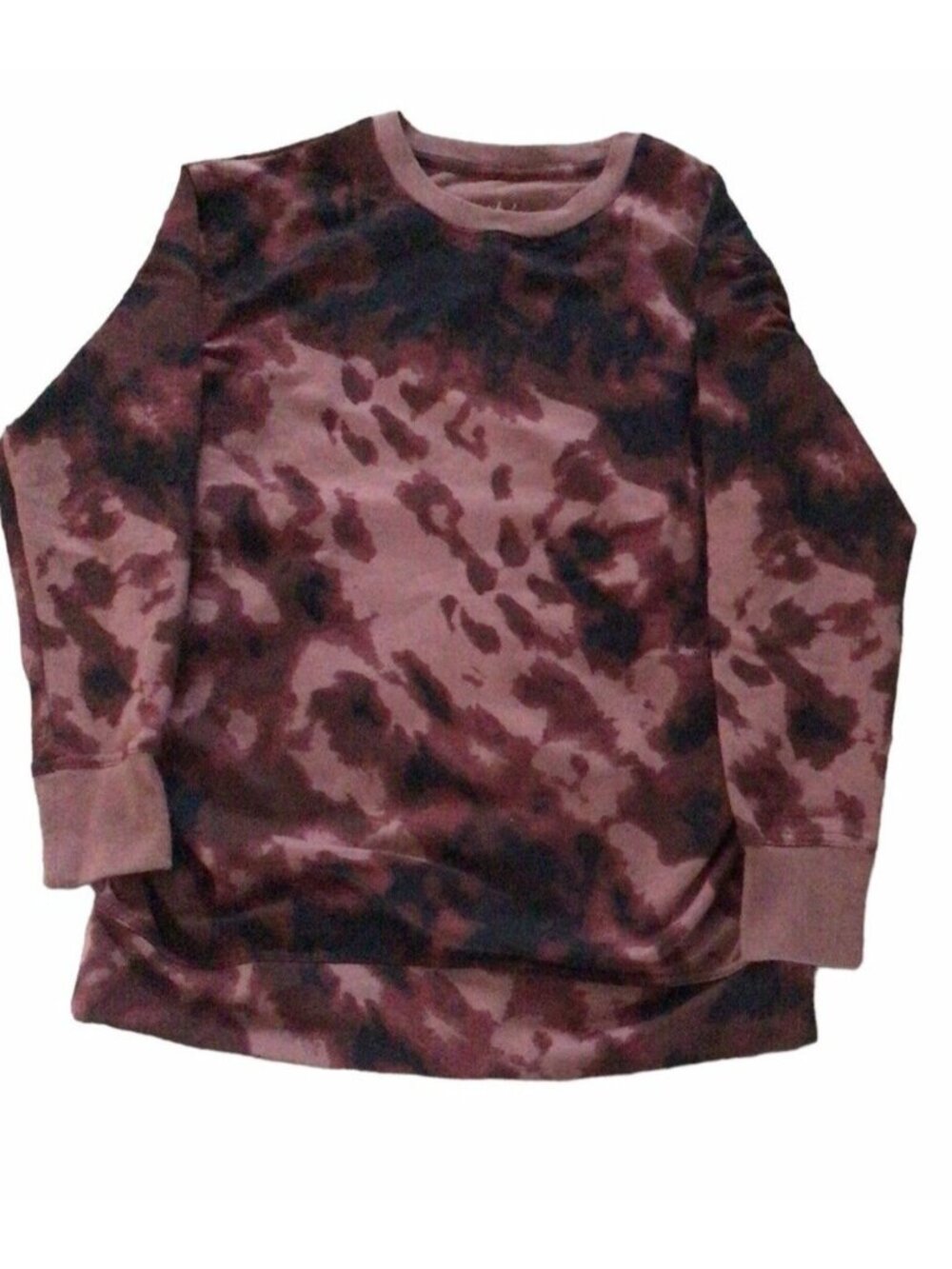 Isabel Maternity Tie Dye Long Sleeve Sweatshirt Top Burgundy Size Small new